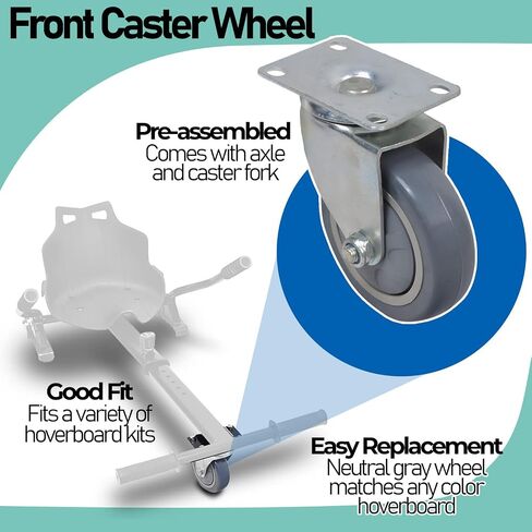 AlveyTech Front Caster Wheel Assembly for the Deluxe Hoverboard Go-Kart Attachment Kit in Kuwait