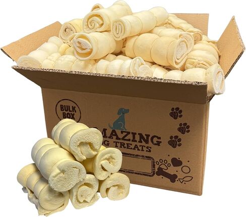 Amazing Dog Treats - Beef Cheek Rolls (10 Inch Regular - 4 Pcs) - Safe Rawhide Alternative Dog Chew - Great for Power Chewers - Long Lasting Dog Chew - Retriever Rolls for Dogs in Kuwait