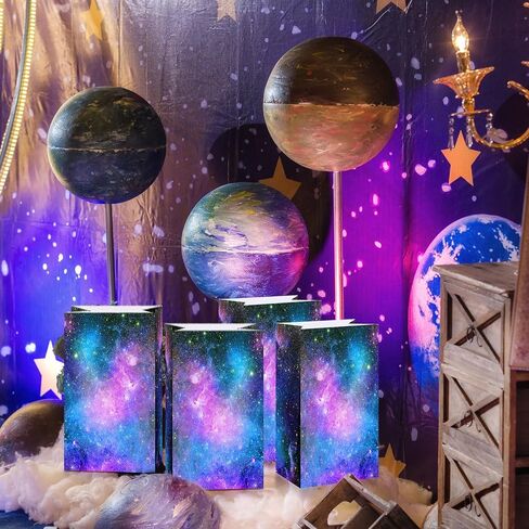 28 Pack Galaxy Party Favor Paper Bags, Space Galaxy Print Candy Favor Bags Goodie Popcorn Treat Bags Solar System Planet Present Wrapping Bags for Kids Birthday Space Galaxy Party Supplies in Kuwait