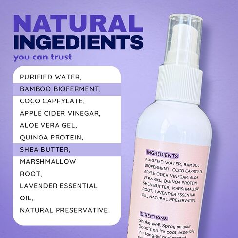 Dog Detangler Spray Dematting for Doodle | Natural Dog Leave in Conditioner Spray for Grooming and Dog Mat Removal | Detangler Spray for Dogs Matted Hair | 8 Fl Oz in Kuwait
