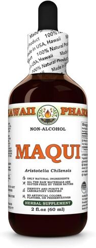 Maqui Alcohol-Free Liquid Extract, Organic Maqui (Aristotelia chilensis) Dried Berry Glycerite Natural Herbal Supplement, Hawaii Pharm, USA 2 oz in Kuwait