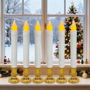 Abeja 4 عبوات من شموع النوافذ الكهربائية لعيد الميلاد مع قاعدة مطلية بالنيكل، مصابيح شمعة نافذة عديمة اللهب يتم توصيلها بمصباح شمعة عيد الميلاد مع مصابيح إضاءة 7 وات C26، مفتاح تشغيل/إيقاف in Kuwait