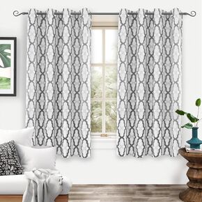 DriftAway Mason Thermal Blackout Grommet Window Curtains Geometric Trellis Pattern 2 Panels Each 52 Inch by 84 Inch Gray in Kuwait