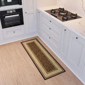 سجادة عداء من المطاط الخلفي بتصميم عصري من Ottomanson Ottohome Collection مقاس 1'10" x 7"، بني in Kuwait