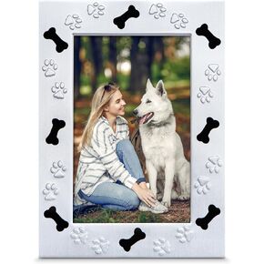 Quadow 4" x 6" Metal Photo Picture Tabletop Frame for Dog or Puppy with Bones & Paw Prints in Kuwait