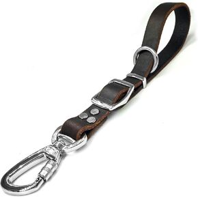Leather Short Dog Leash,Adjustable Length Dog Leads,Extra Thick Genuine and Heavy-Duty Hardware Handmade Assembled with Extension Function Strong Traffic Pet Leashes. (Width: 1.0" Length: 14-25") in Kuwait