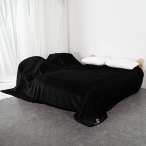 MORANJIAFANG Plush 340GSM Flannel Bed Blanket Cozy Microfiber Soft Thermal Fleece Blanket (Black,30"x40") in Kuwait