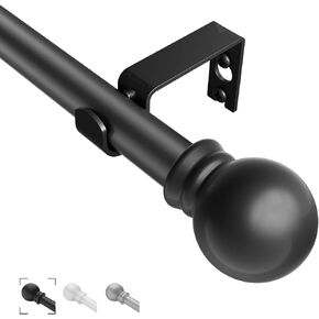 Black Curtain Rods 2 Packs for Windows 31"- 92", Decorative Drapery Rod Adjustable by Splicing, 5/8 inch Small Curtain Rod for Bedroom, Living Room, Kitchen and Outdoors in Kuwait
