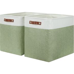 HNZIGE Large Fabric Storage Bins (3 Pack) Canvas Baskets for Storage Clothes Toys, Closet Baskets with Handles for Organizing Baby Nursery Closet Shelves Organization(Gold&Brown, 15" X 11" X 9.5") in Kuwait