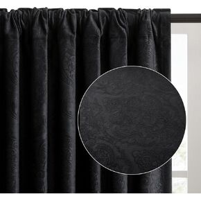 GIGIZAZA Velvet Curtains 90 Inch Long 2 Panels, Green Vintage Drapes Floral Embossed Blackout Window Curtain for Living Room Back Tab Thermal for Bedroom in Kuwait