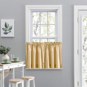 Ellis Curtain Lisa Solid 58" x 15" Lined Scallop Valance, Butter in Kuwait