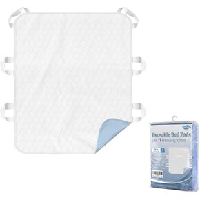 Washable Bed Pads with 10 Sturdy Handles 40"×72" Extra Large Reusable Underpads 4-Layers Leakproof Chucks Pads Washable for Incontinence (Grey,1 Pack) in Kuwait