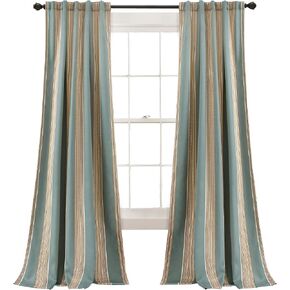 Lush Decor Julia Stripe Curtains | Light Filtering Striped Window Panel Set for Living, Dining, Bedroom (Pair), 84" x 52", Gray in Kuwait
