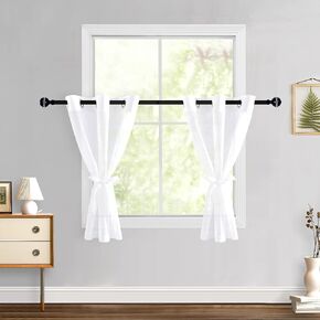 Hiasan Sheer Curtains for Bedroom with Tiebacks, Light Filtering Voile Textured Drape Airy Breathable Grommet Window Curtains for Living Room, Kids Room, Nursery, Turquoise, W42 x L84, 2 Panels in Kuwait