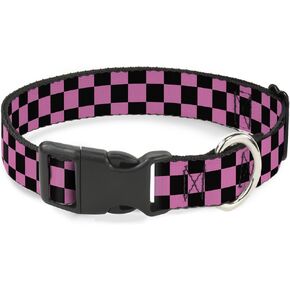 Dog Collar Plastic Clip Checker Black Pink 16 to 23 Inches 1.5 Inch Wide in Kuwait