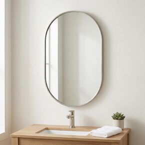 BEAUTYPEAK Wall Mounted Mirror, 17"x30" Oval Bathroom Mirror, Black Vanity Wall Mirror w/Metal Frame for Vertical & Horizontal Hang, Ideal for Bedroom, Entryway, Living Room in Kuwait