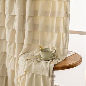 Kotile White Ruffle Curtain 72 Inch Long for Bedroom - Rod Pocket Gypsy Ruffled Curtain Panel for Windows Soft and Light Privacy Shabby Chic Drape for Girls Room, 52 x 72 Inch, 1 Panel, White in Kuwait