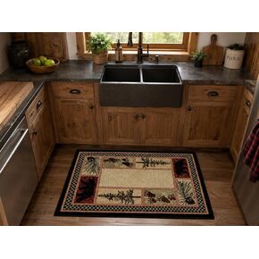 Rustic Lodge Black Bear 2x8 Area Rug, 2'3x7'7 in Kuwait