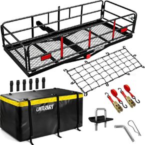 LWTURMRT Hitch Cargo Carrier مع حامل البضائع القابل للطي 58X23X14 بوصة 500 رطل للخدمة الشاقة 2 بوصة سلة الأمتعة المتلقية للربط لسيارات الدفع الرباعي والتخييم والسفر وما إلى ذلك in Kuwait