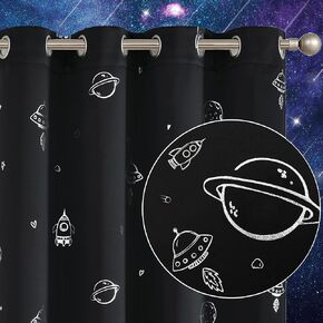 Vangao Kids Curtains for Boys Bedroom Kids Blackout Curtains 63 Inch Length Ocean Aquarium Nursery Curtains for Girls Bedroom Silver Sea Animals Print Thermal Insulated Drapes, Navy Blue 2 Panels in Kuwait
