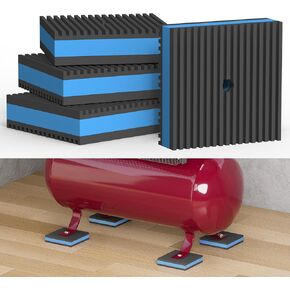 Flamorrow Anti Vibration Pads, 6 x 6 x 7/8 inches Heavy Duty Rubber Anti-Vibration Isolation Pads with 3/8" Pre-drill Hole (M10), for Air Compressor, HVAC, Air Conditioner Unit, Treadmill, Pack of 4 in Kuwait
