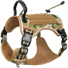 Hotsky Tactical Dog Harness No Pull，Adjustable Service Dog Vest Reflective Military Pet Harness with Control Handle Molle Loop Panels for Training Walking Running(Purple Camo, L) in Kuwait