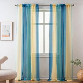 Yancorp Bedroom Curtains 63 inch Length Sheer Curtain Pink Purple Ombre Curtains Rod Pocket Drapes for Girls Living Room Mermaid Bedroom Decor, 1 Panel(Pink Purple, 40"x63") in Kuwait
