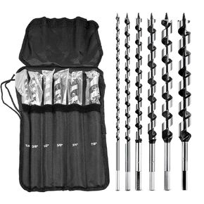NICAVKIT 6Pcs 12-Inch Long Auger Drill Bit Set for Wood, 1/4"-7/8" Inch Hex Shank Ship Auger Drill Bit for Soft and Hard Wood, Plastic, Drywall and Composite Materials in Kuwait