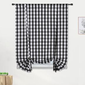 GlowSol Tier Curtains for Kitchen Window Gingham Check Short Bathroom Curtains, Yarn Dyed Bedroom Curtains Buffalo Plaid Tiers, 26"×36" Red/White, Set of 2 in Kuwait