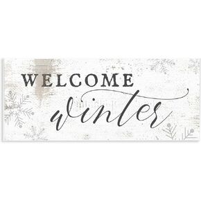 Stupell Industries Welcome Winter Phrase Geometric Snowflake Pattern, Designed by Daphne Polselli Wall Plaque, 7 x 17, Off- White in Kuwait