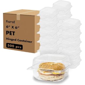 Karat 6''x6'' PET Hinged Containers - Case of 500 in Kuwait