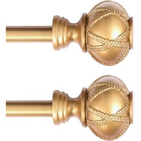 Turquoize 2 Pack Curtain Rods for Windows 48 to 86 Inches Splicing Adjustable Curtain Rods For Bedroom With Gold Lines Square Finials 3/4 Inch Diameter Single Curtain Rods, 2 Pack, (Black, 48-86) in Kuwait
