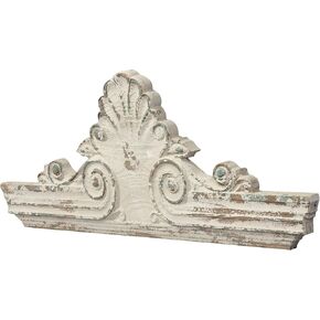 SOFE 33" Distressed White Finish Wooden Scroll Over The Door Decor, Large Decorative Wall Sculpture, Carved Wood Wall Art Hanging Window, Unique Wall Decor for Farmhouse Living Room Kitchen in Kuwait