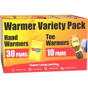 Hand & Toe Warmers - Variety Pack, 30 Pairs Hand Warmers, 10 Pairs Toe Warmers with Adhesive - Safe, Easy, All Natural - Air Activated, Body, Hands & Toes -Odorless Hot Hand & Toe Warmer - Sport Temp in Kuwait