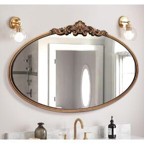 WAMIRRO Arched Mirror,Vintage Black Traditional Vintage Ornate Baroque Mirror,Antique Brass Mirror for Entryway/Fireplace/Living Room/Hallway/Bathroom.22“X48“ Gold in Kuwait