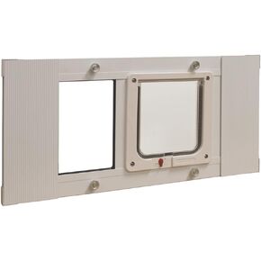 Ideal Pet Products Aluminum Sash Window Pet Door, Adjustable to Fit Window Widths from 33" to 38", Large 10-1/2" x 15" Flap Size in Kuwait