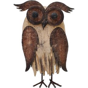 K KILIPES Rustic Owl Decorations for Home Decorative Metal Wood Owl Figurine Statues Night Owl Tabletop Ornaments Collectible Sculptures (8.5" H A+B) in Kuwait