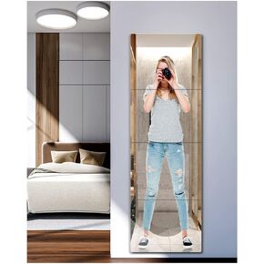 Shatterproof Full Length Mirror, Unbreakable Mirror for Wall, Full Body Mirror for Kids, Thick 0.1",4Pcs 12"x12", Made of Frameless Plexiglass Acrylic Plastic, Wall Mounted for Home Gym, Bathroom Door in Kuwait