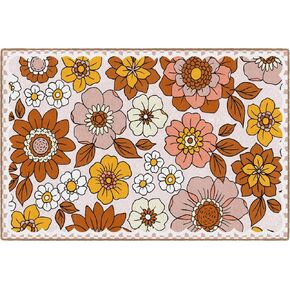 Flagship Carpets Schoolgirl Style Retro Floral Educational Area Rug for Kids Room Seating Décor, Children's Classroom, Play Carpet for Teaching and Playroom, 7'6 "x 12' Pink in Kuwait
