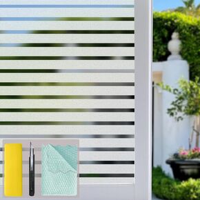 Niviy Frosted Window Film Privacy Window Sticker Non Adhesive Window Vinyl Film Removable Static Cling Window Film UV Protection Striped Pattern for Home Office 23.6 x 78.7 Inches in Kuwait