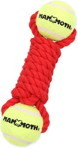 Mammoth Flossy Chews Twister Rope Toy with Tennis Ball – Premium Cotton-Poly Tug Toy for Dogs – Interactive Dog Tug Toy – Rope Dog Toy with Tennis Ball for Small Dogs - Mini 11" - Assorted Colors in Kuwait