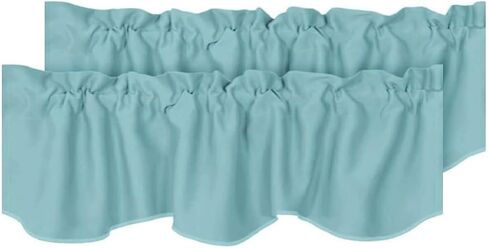 H.VERSAILTEX 2 Panels Blackout Curtain Valances for Kitchen Windows/Living Room/Bathroom Privacy Protection Rod Pocket Decoration Scalloped Window Valance Curtains, 52" W x 18" L, Ivory/Cream in Kuwait