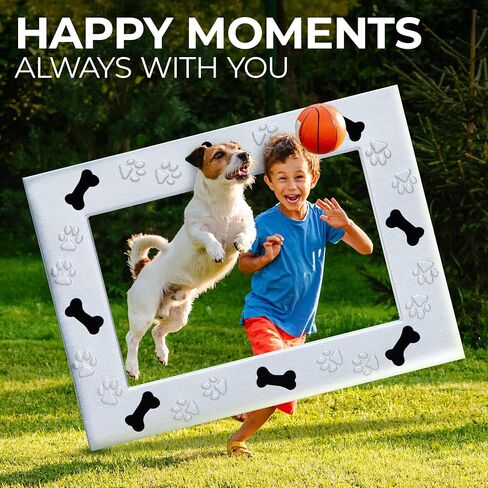 Quadow 4" x 6" Metal Photo Picture Tabletop Frame for Dog or Puppy with Bones & Paw Prints in Kuwait