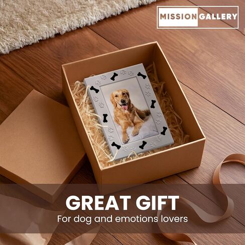 Quadow 4" x 6" Metal Photo Picture Tabletop Frame for Dog or Puppy with Bones & Paw Prints in Kuwait