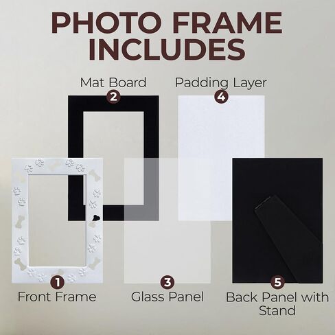 Quadow 4" x 6" Metal Photo Picture Tabletop Frame for Dog or Puppy with Bones & Paw Prints in Kuwait