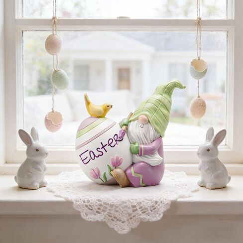 Newman House Studio Easter Decorations Family Bunny Figurines Spring-Decor - Resin Sitting Bunny Mom with Kids Tabletop Decorations for Home Farmhouse 3.5 * 1.5 * 4.5 inch in Kuwait