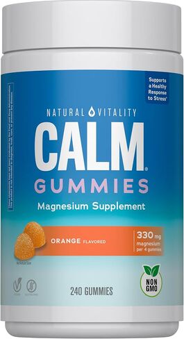 Natural Vitality Calm, Magnesium Citrate Supplement, Stress Relief Gummies, Supports a Healthy Response to Stress, Gluten Free, Vegan, Orange, 240 Gummies in Kuwait