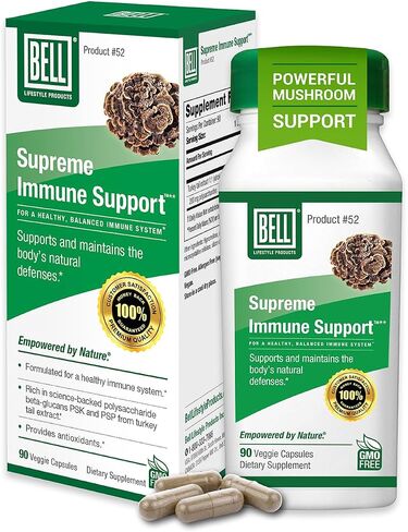Bell Supreme Immune Support™ Mushroom Supplement Unique Blend with Turkey Tails Mushroom -A Natural Supplement for Immune Support, Unique Blend | 90 Capsules in Kuwait