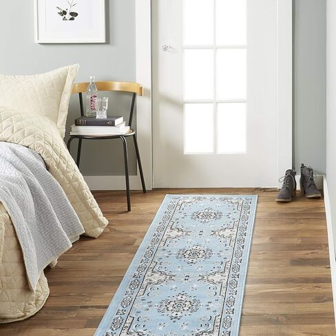 Home Dynamix Premium Sakarya Traditional Medallion Border Area Rug, Gray, 1'9"x7'2" Runner in Kuwait