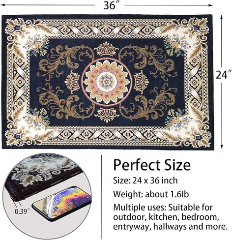 Indoor Doormat Front Door Rug, 32"x 48"Super Absorbent Durable Non Slip Floor Door Mat, Inside Dirt Trapper Machine Washable Rug for Entryway, Kitchen, Outdoor and More (Navy Blue) in Kuwait